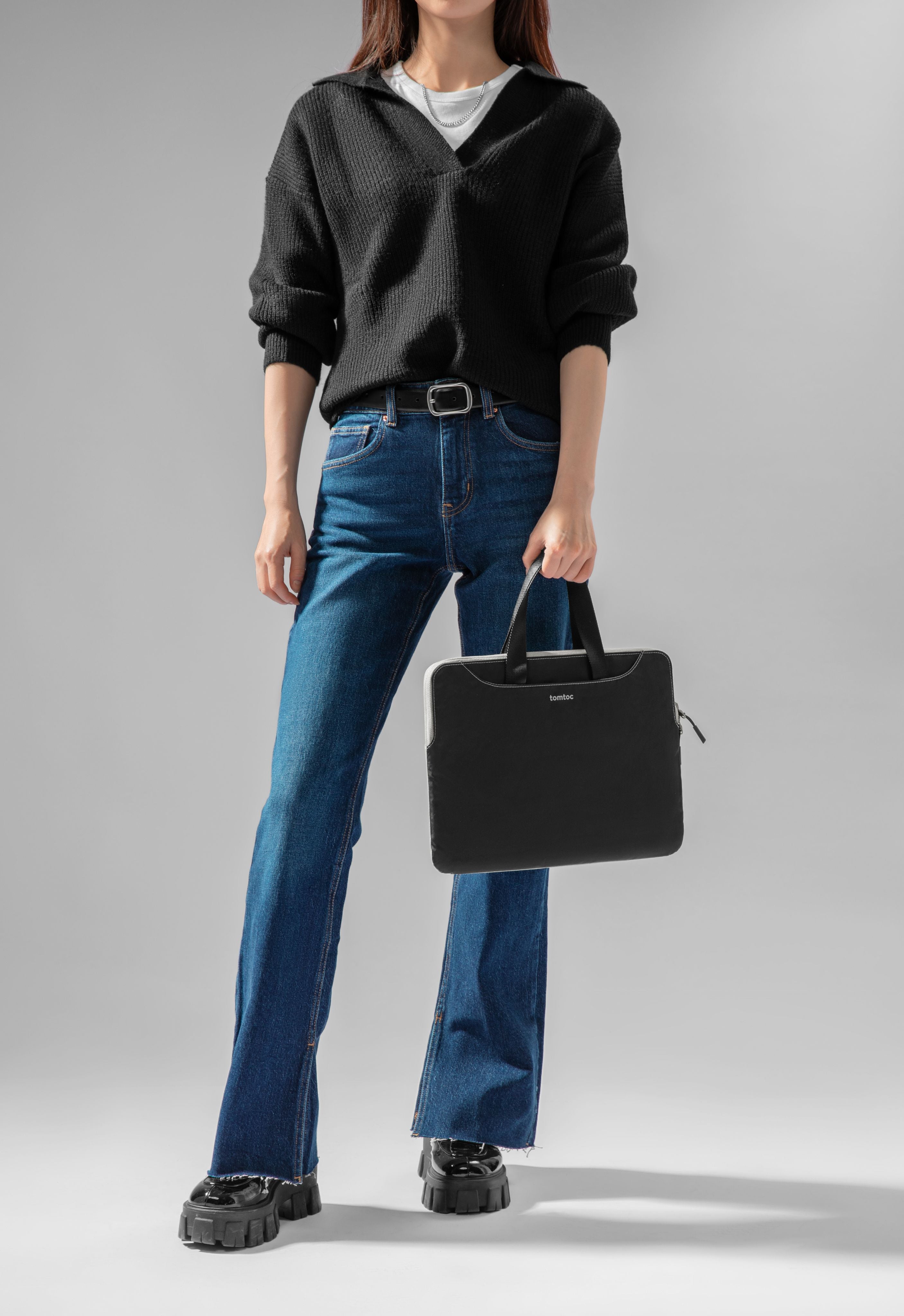 Funda / Bolso de mano bicolor para portátil - TheHer-A21 - solo gírala