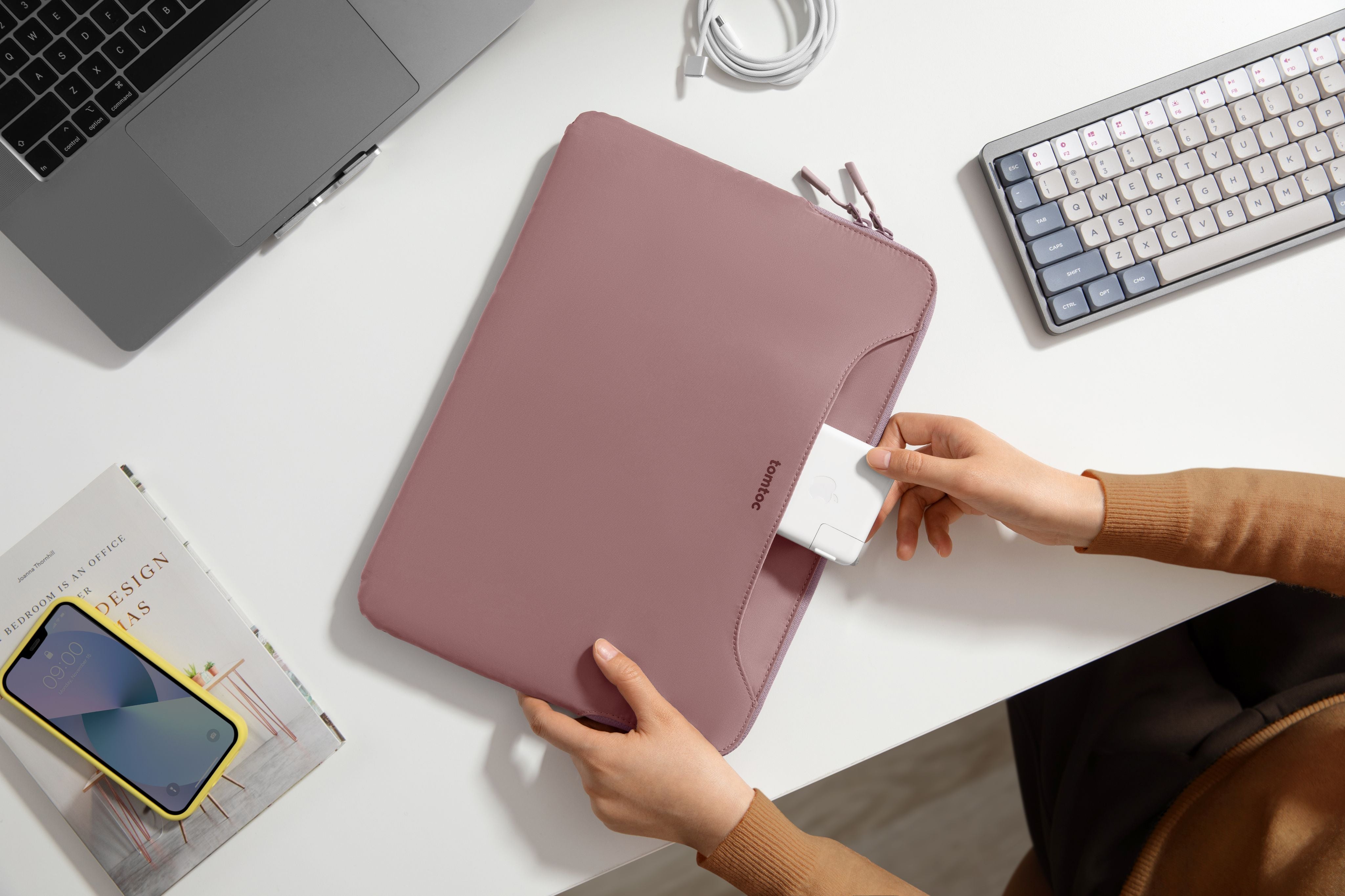 Funda / Bolso de mano bicolor para portátil - TheHer-A21 - solo gírala