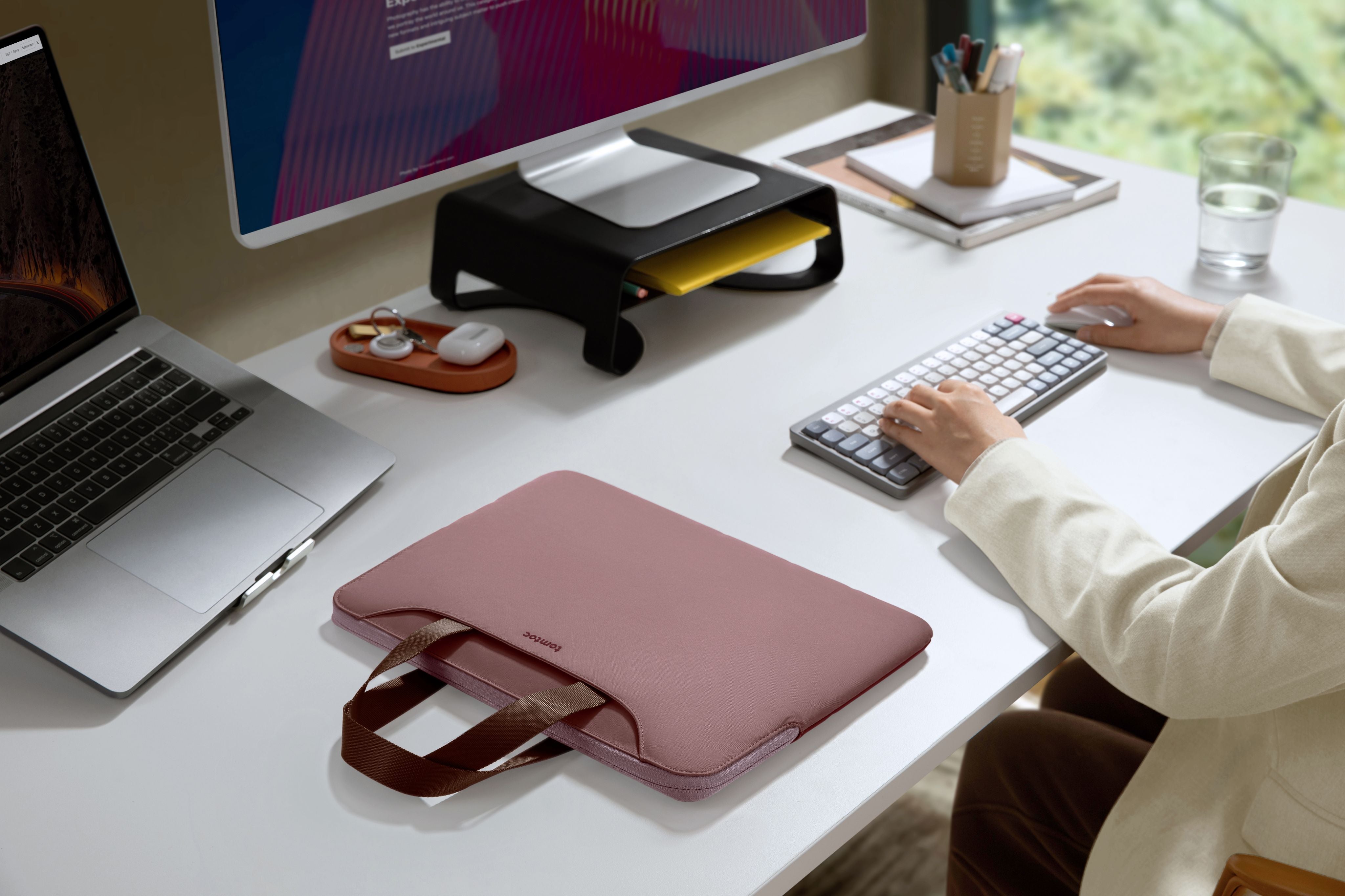 Funda / Bolso de mano bicolor para portátil - TheHer-A21 - solo gírala