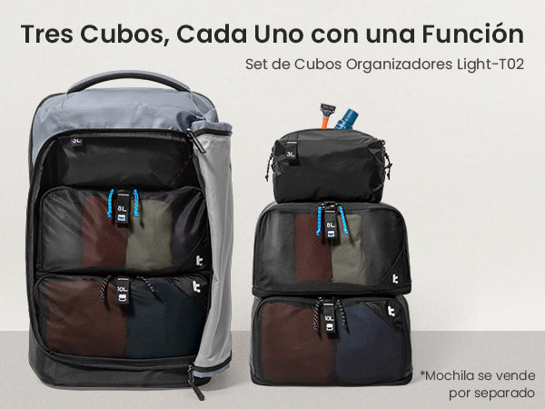 Set organizador de viaje T02 Light - Cubos organizadores